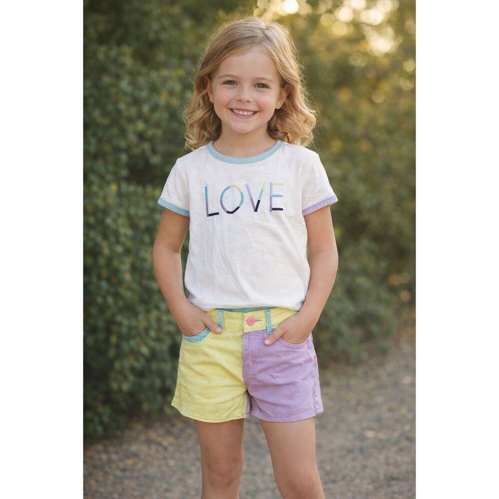 Kidpik 2 Set girls COLORBLOCK Spring Love Outfit Youth Large c10